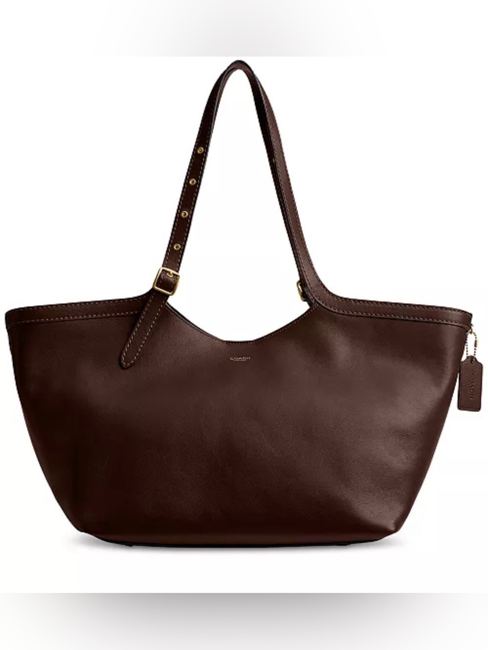 Coach Dark Brown Gramercy Leather Shoulder Tote with Gold Hardware